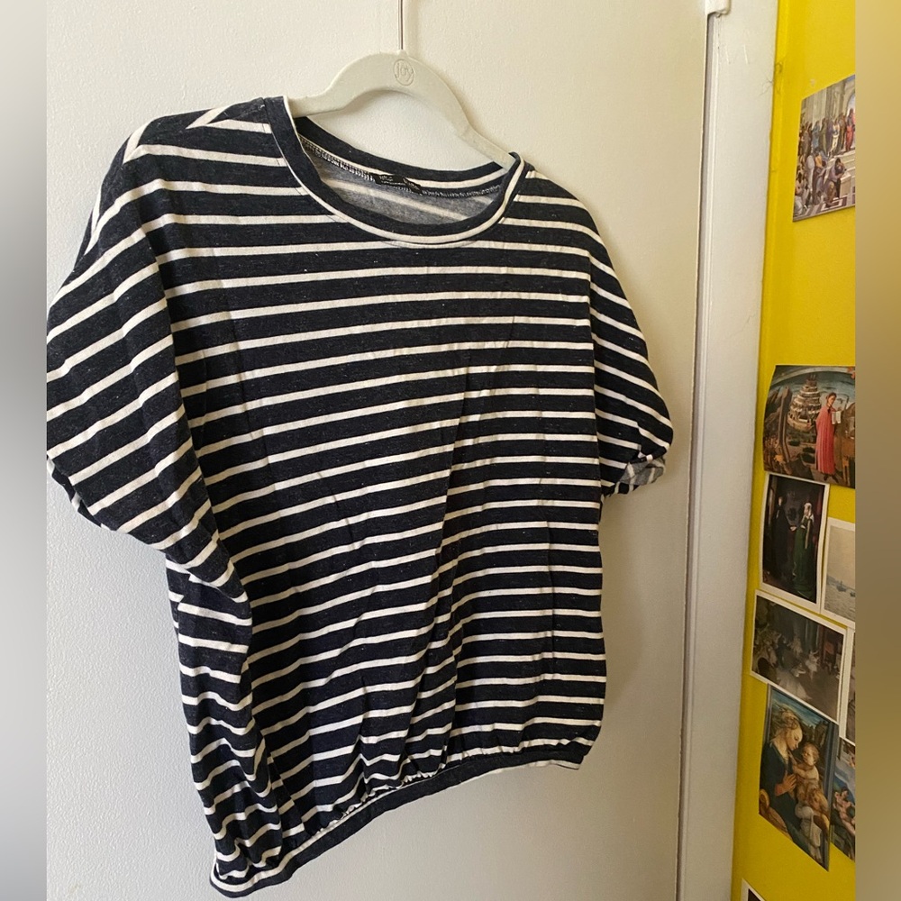 Zara T-Shirt Cropped Top with Short Dolman Sleeves